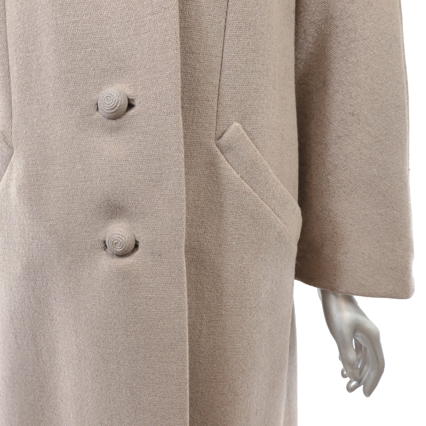 Beige Cloth Coat with Mink Collar- Size L