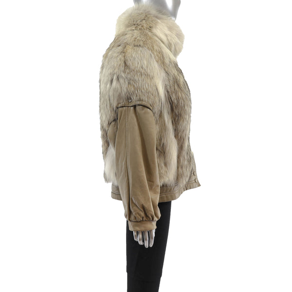 Coyote Leather Jacket with Detachable Sleeves- Size M