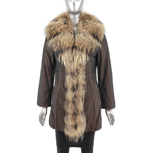 Taffeta Jacket with Finn Raccoon Tuxedo- Size S