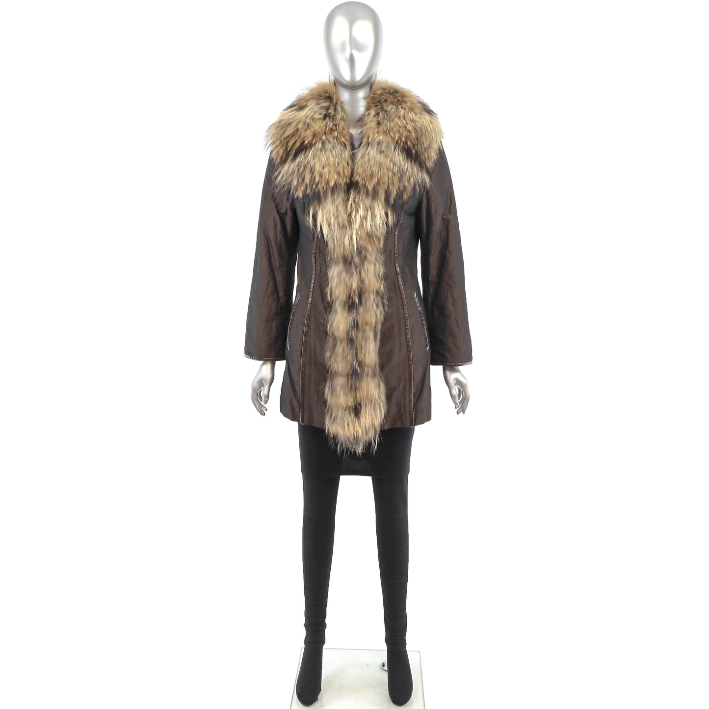 Taffeta Jacket with Finn Raccoon Tuxedo- Size S