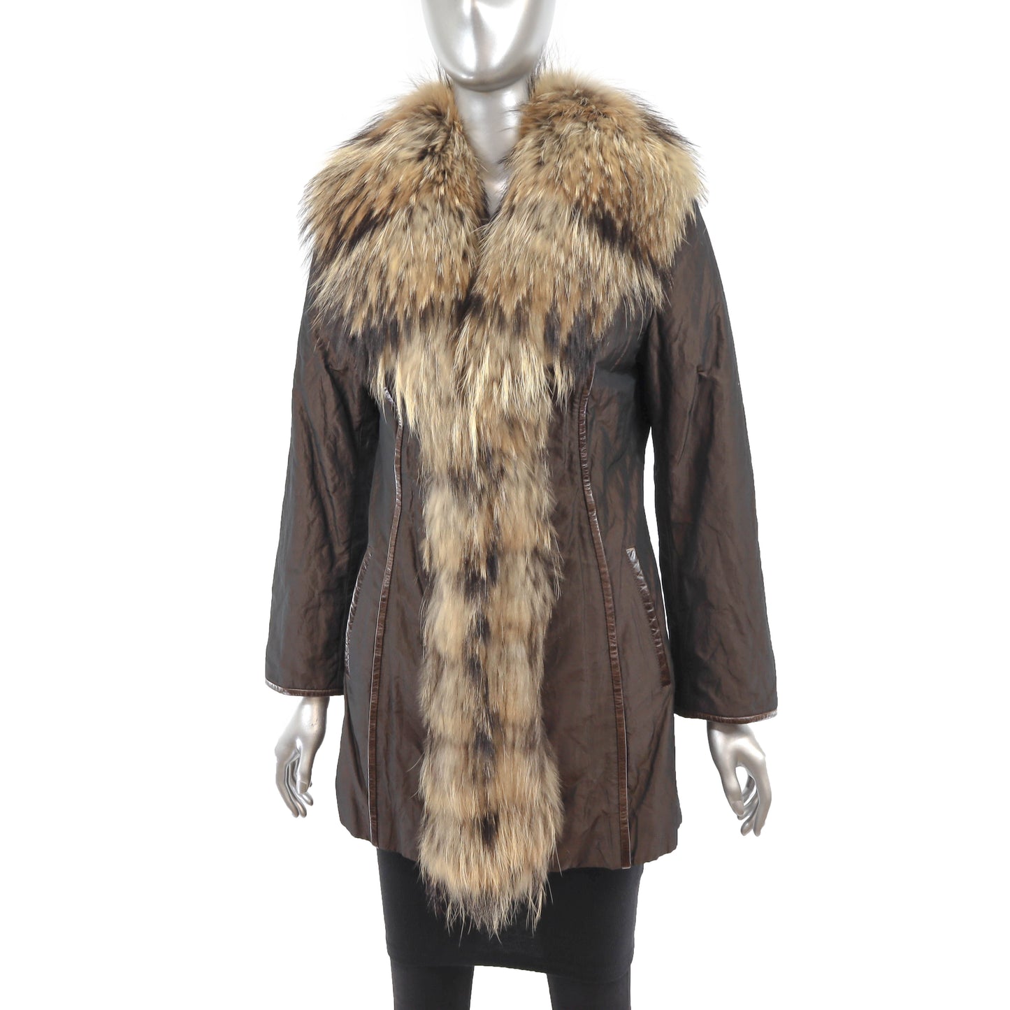 Taffeta Jacket with Finn Raccoon Tuxedo- Size S