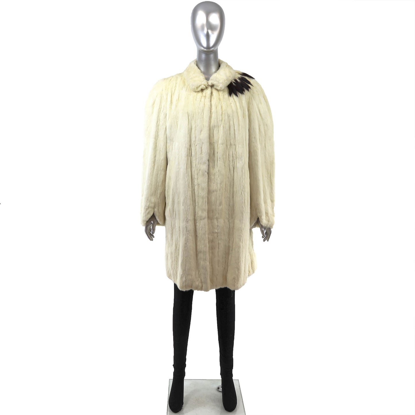 White Ermine 3/4 Coat- Size L