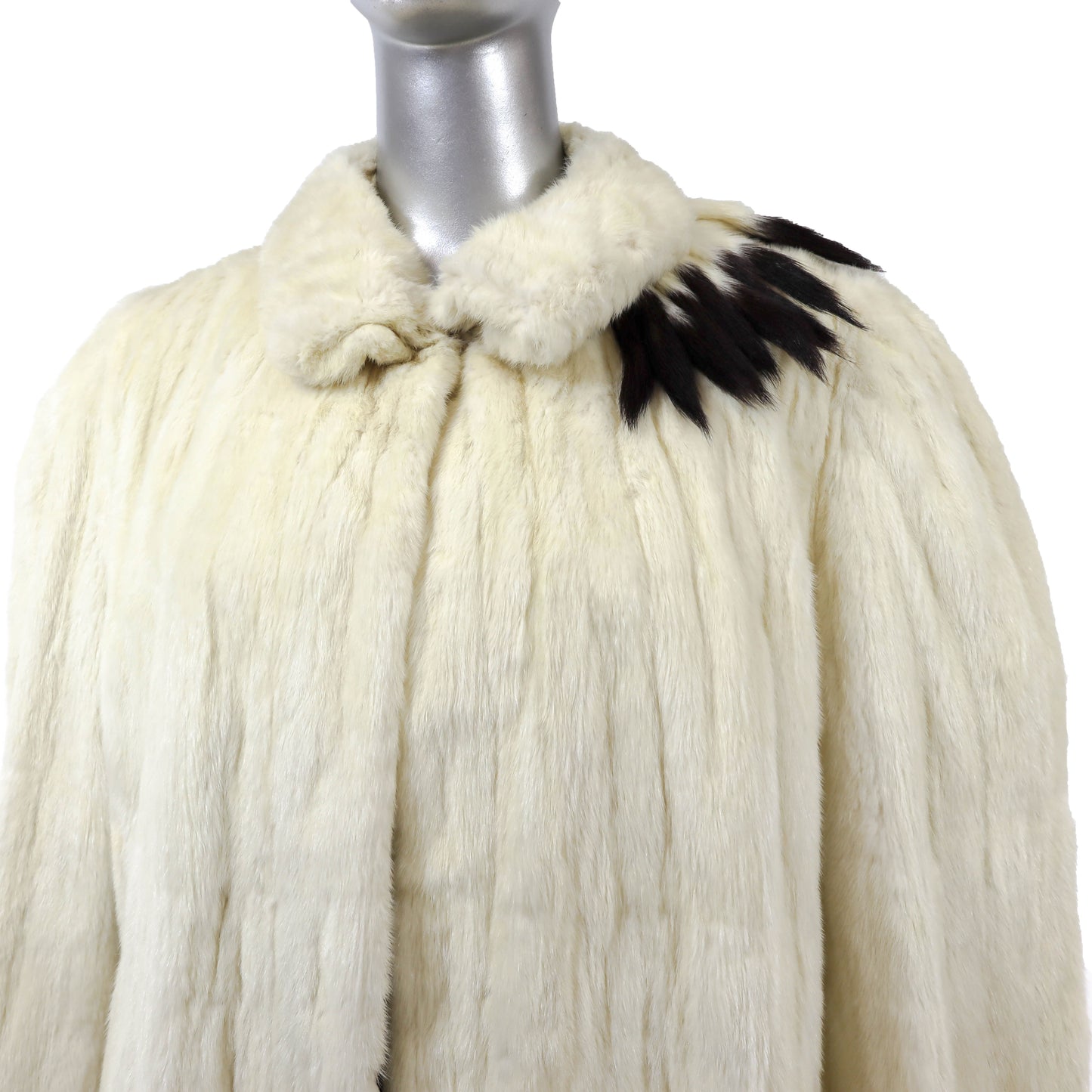 White Ermine 3/4 Coat- Size L