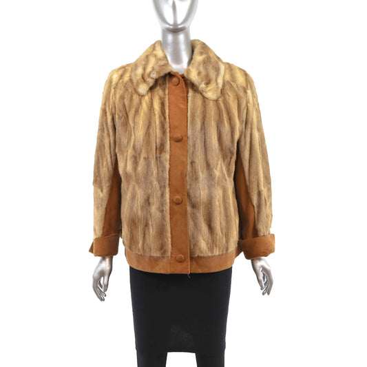 Whiskey Mink Jacket with Suede- Size M