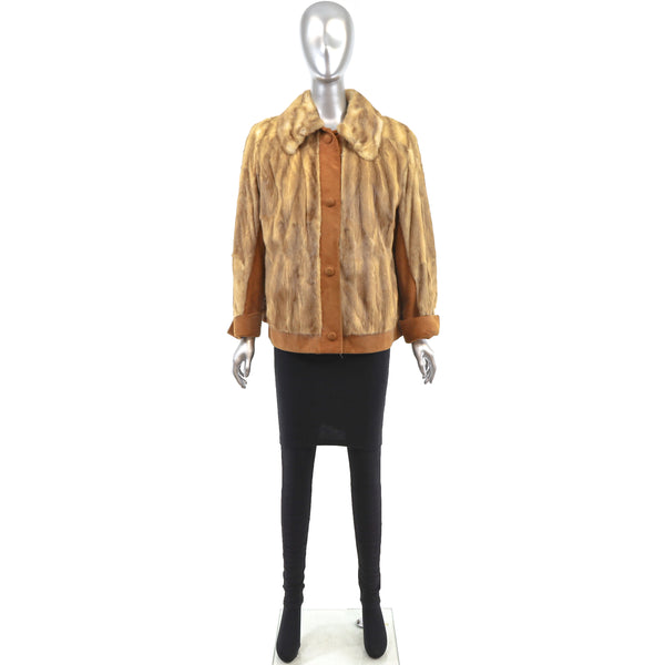 Whiskey Mink Jacket with Suede- Size M