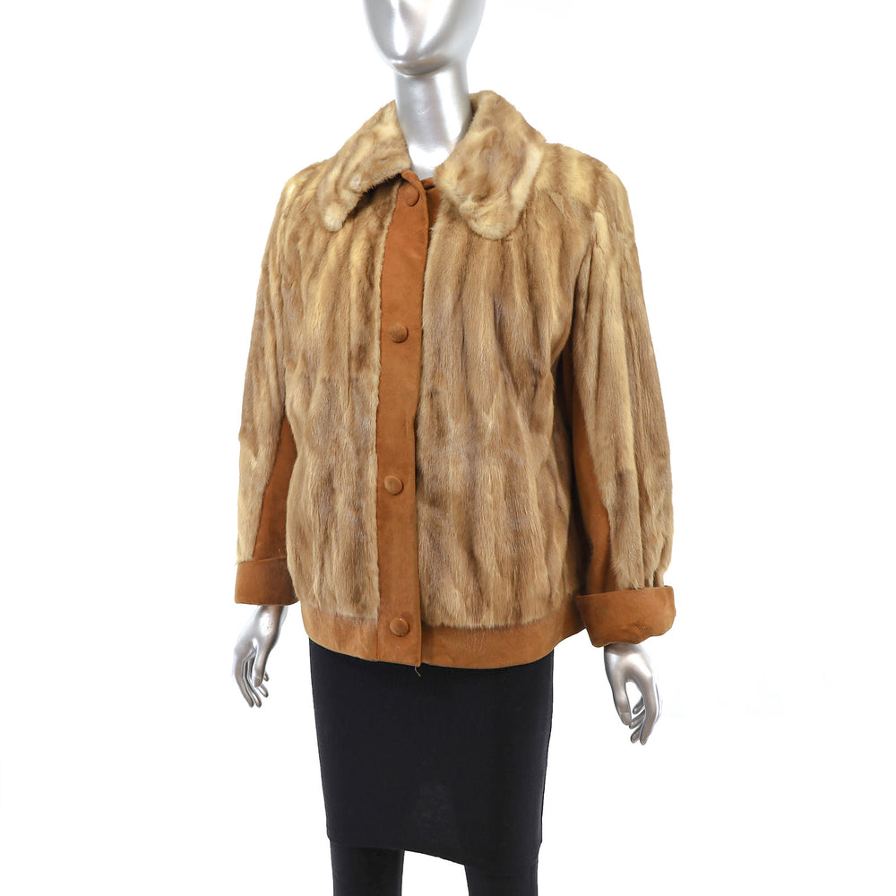 Whiskey Mink Jacket with Suede- Size M