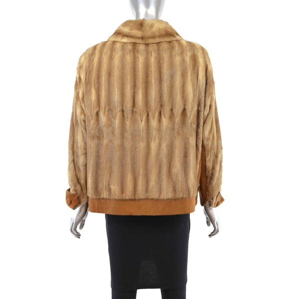 Whiskey Mink Jacket with Suede- Size M