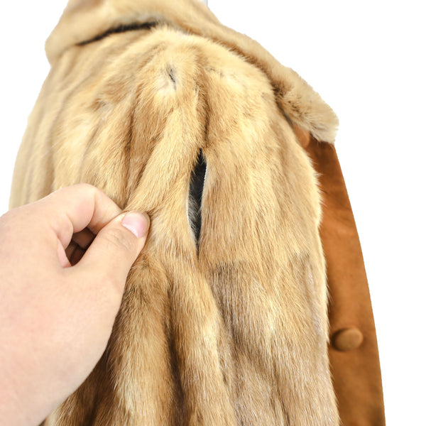 Whiskey Mink Jacket with Suede- Size M