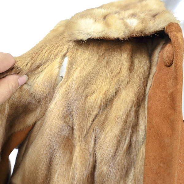 Whiskey Mink Jacket with Suede- Size M