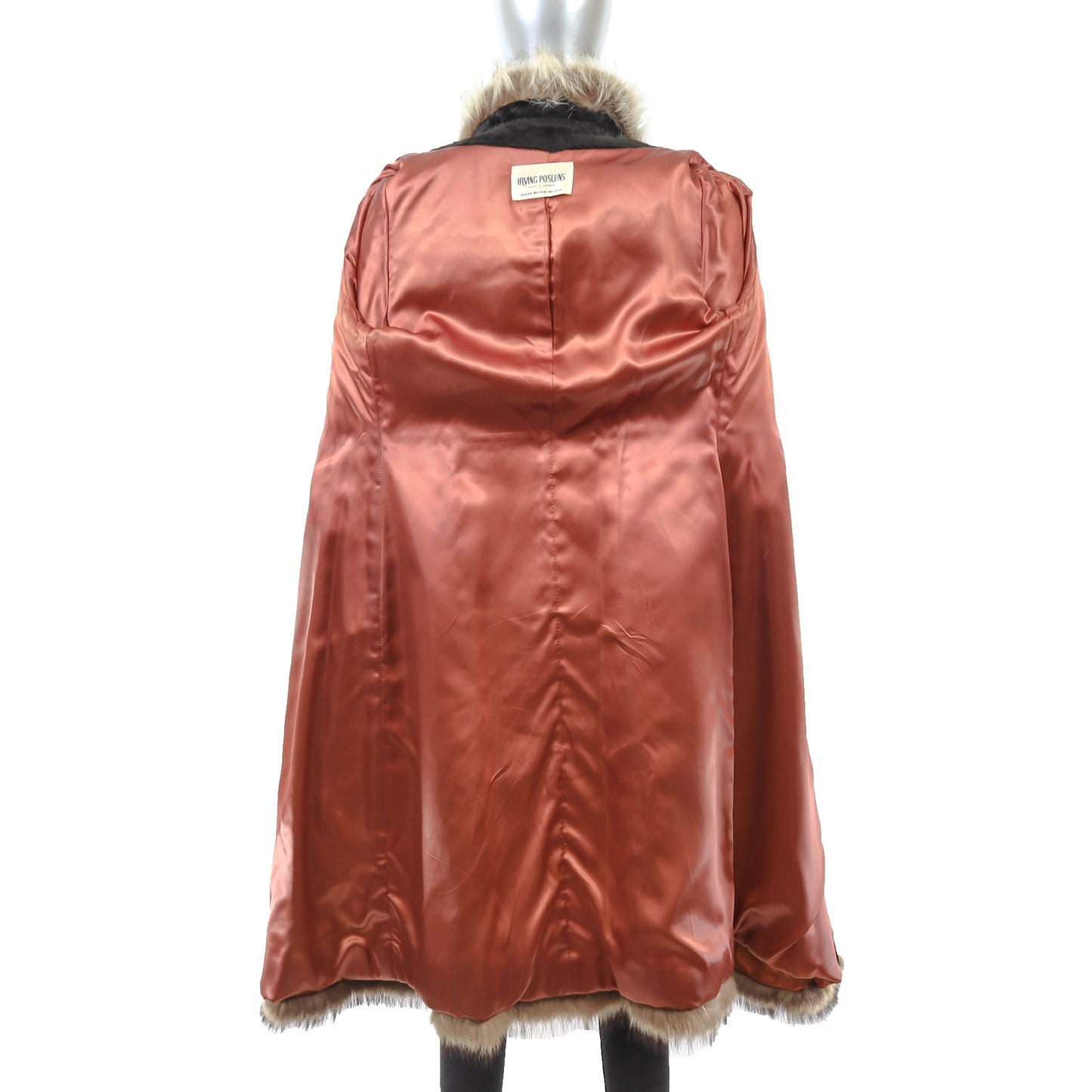 Faux Fur Coat with Raccoon Trim- Size S