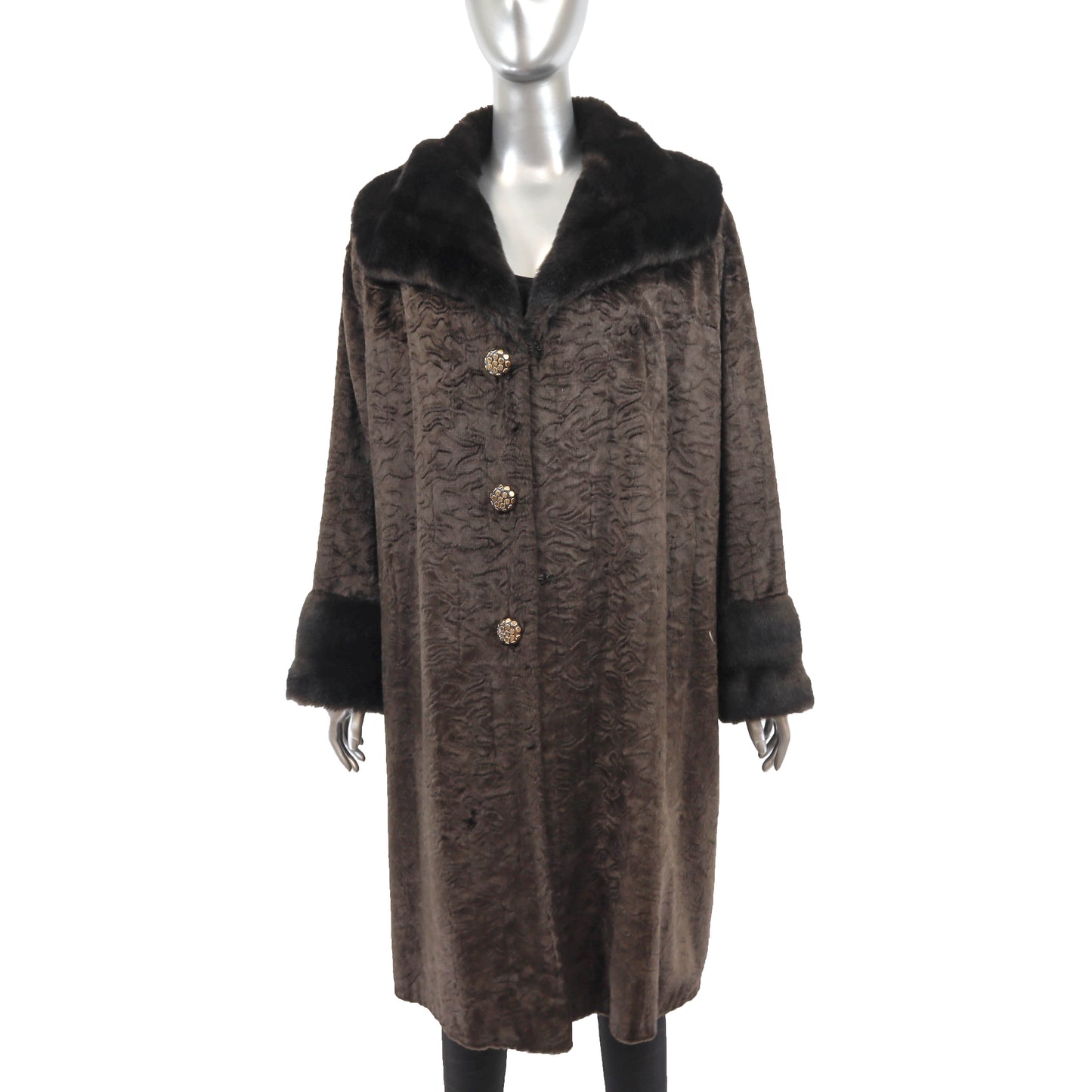 Faux Fur Coat- Size L