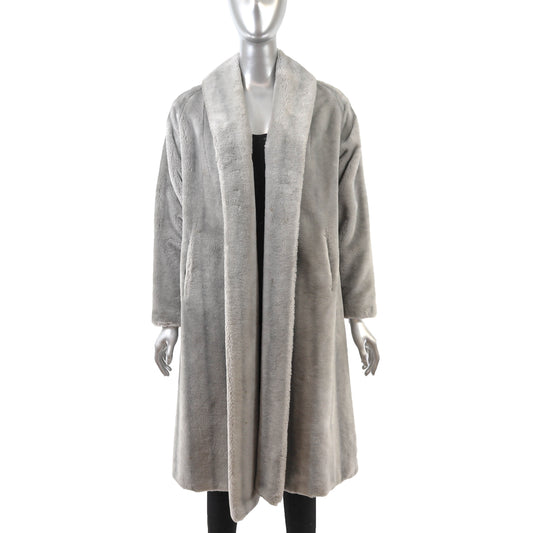 Grey Faux Fur Coat- Size M