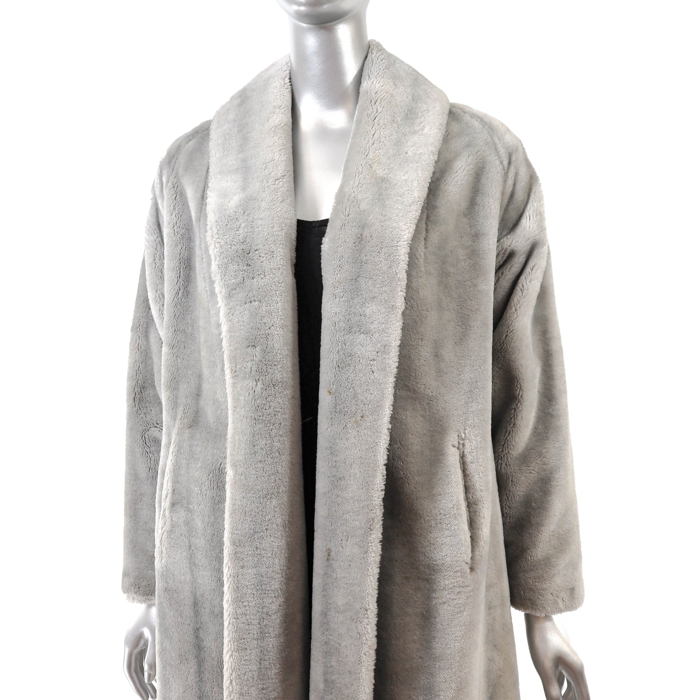 Grey Faux Fur Coat- Size M