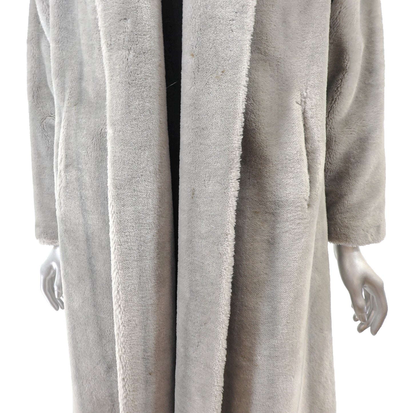 Grey Faux Fur Coat- Size M