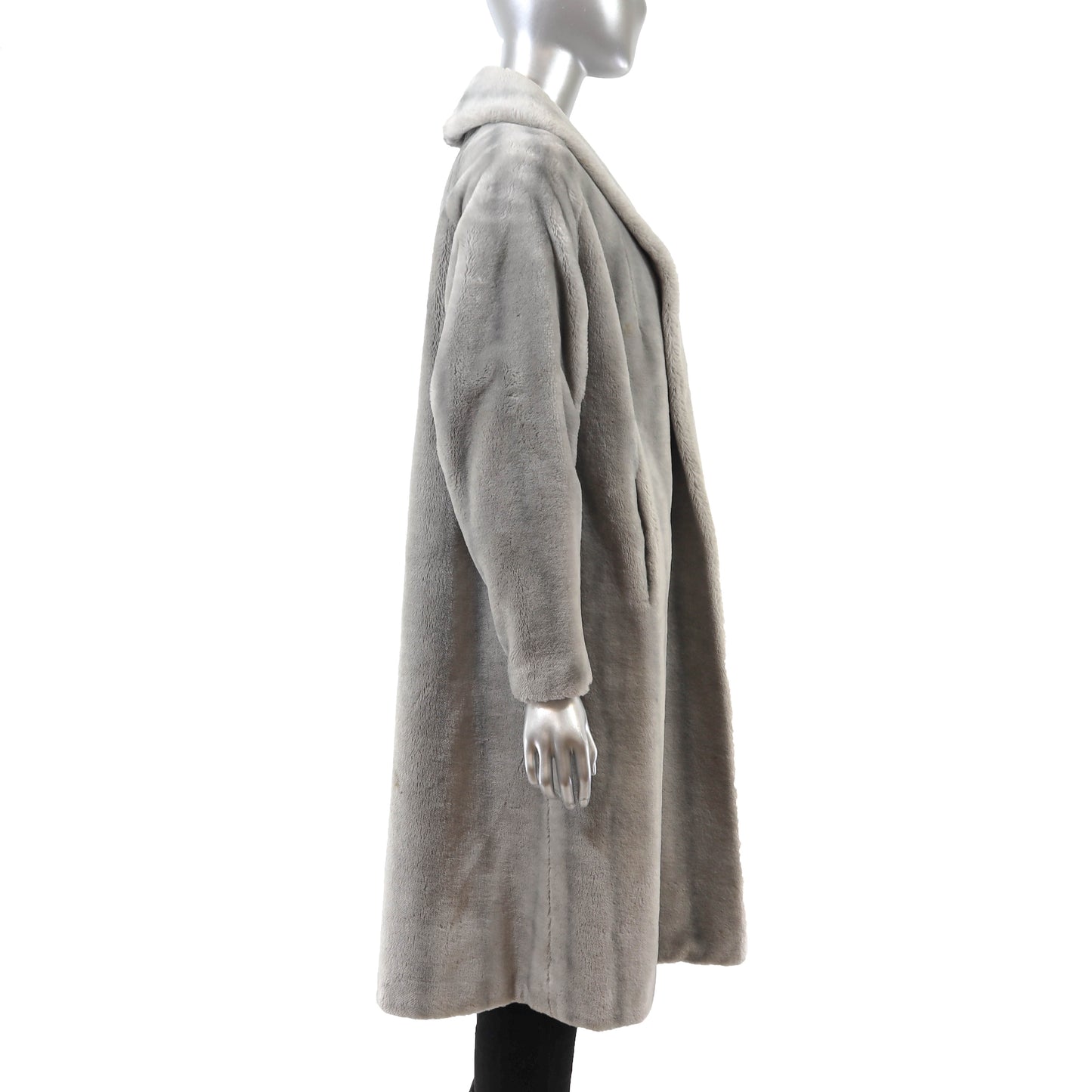 Grey Faux Fur Coat- Size M