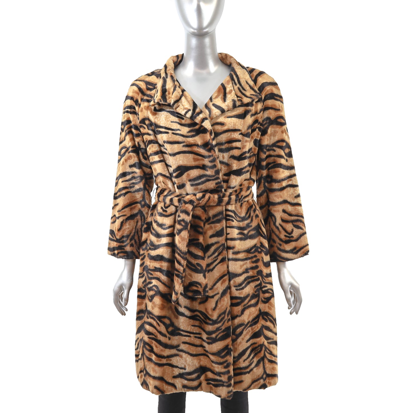 Animal Printed Faux Fur Coat- Size S