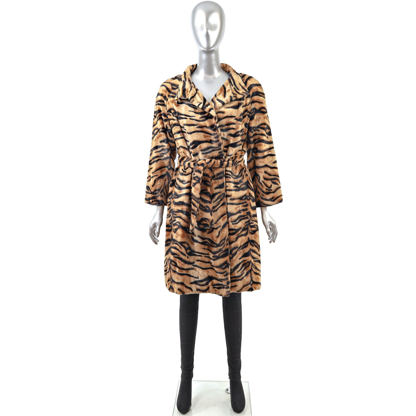 Animal Printed Faux Fur Coat- Size S