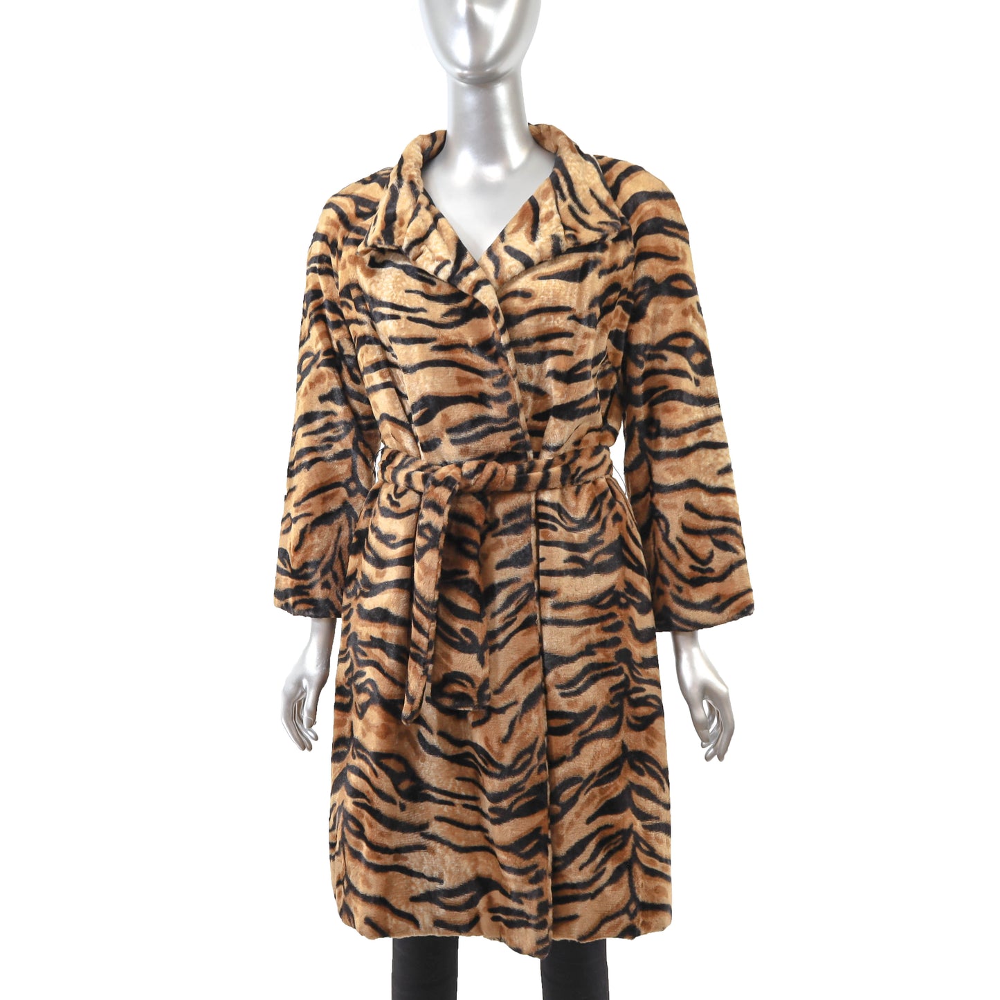 Animal Printed Faux Fur Coat- Size S