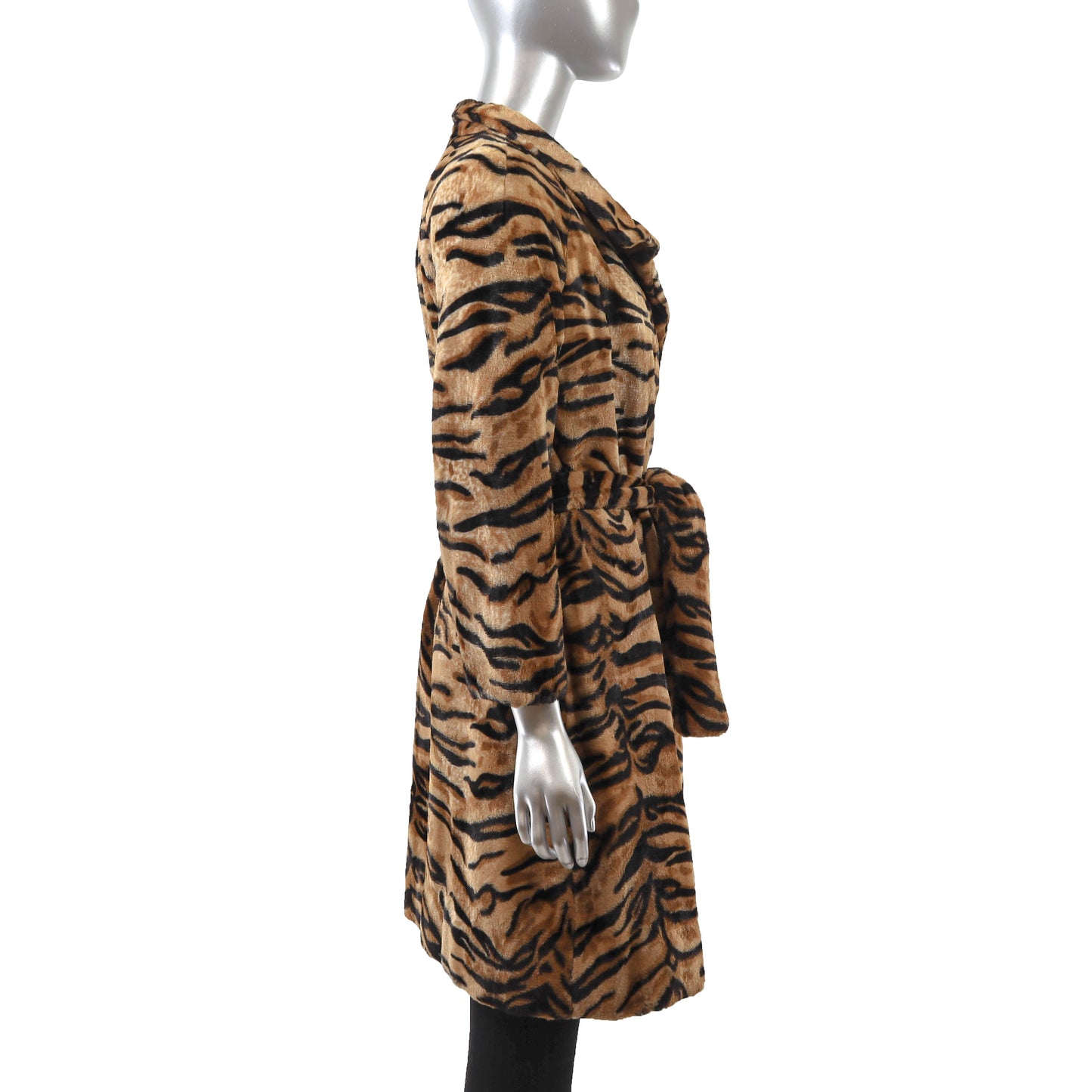 Animal Printed Faux Fur Coat- Size S