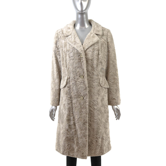 Beige Faux Fur Coat- Size S