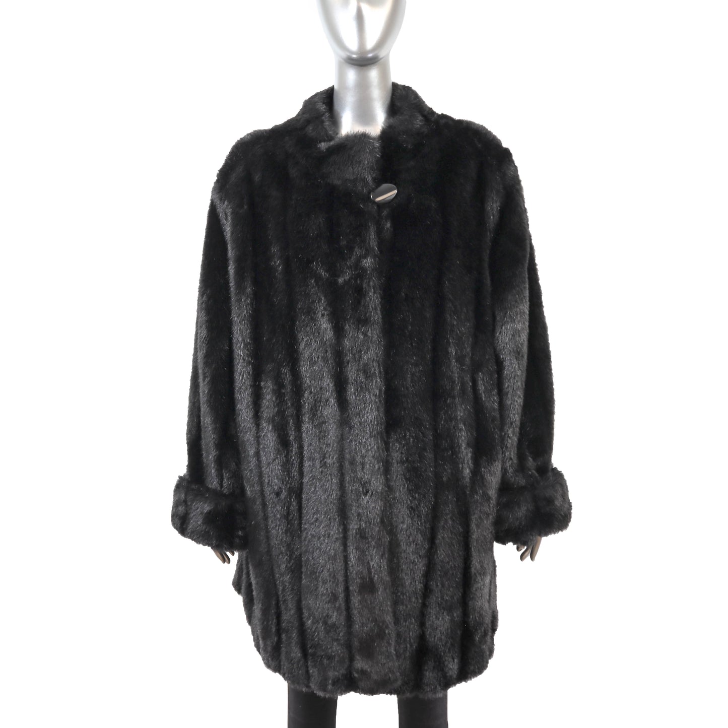 Dennis Basso Black Faux Fur 3/4 Coat- Size XXXL
