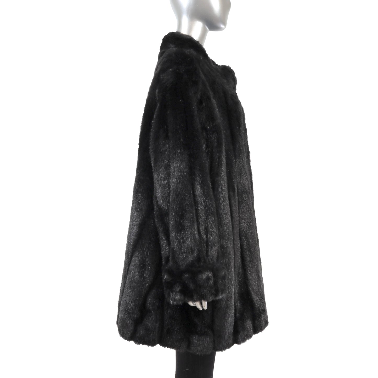 Dennis Basso Black Faux Fur 3/4 Coat- Size XXXL