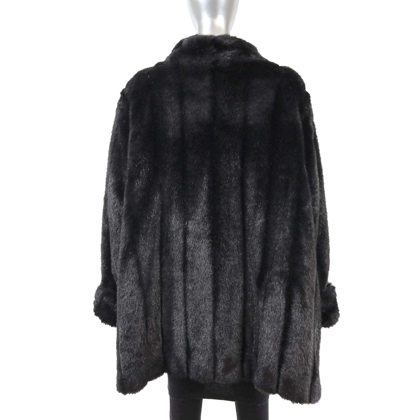 Dennis Basso Black Faux Fur 3/4 Coat- Size XXXL
