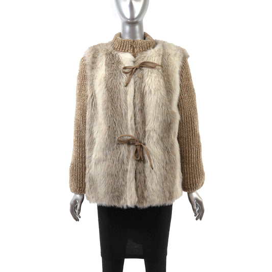 Brown Faux Fur Jacket with Removable Vest- Size M