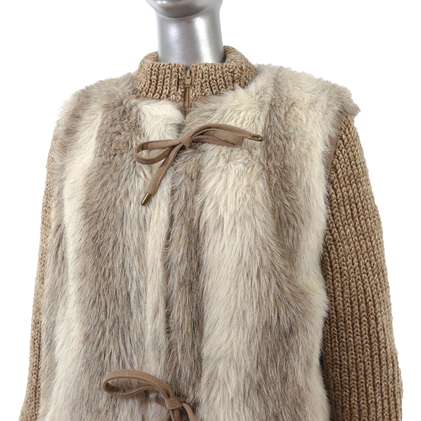Brown Faux Fur Jacket with Removable Vest- Size M