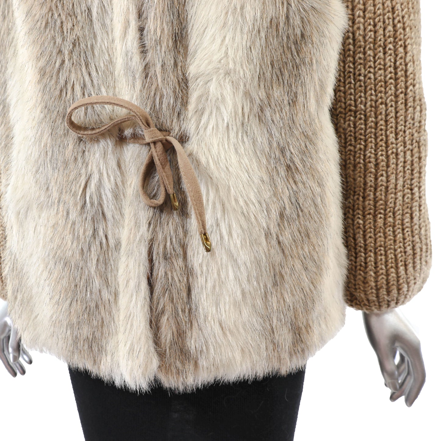 Brown Faux Fur Jacket with Removable Vest- Size M