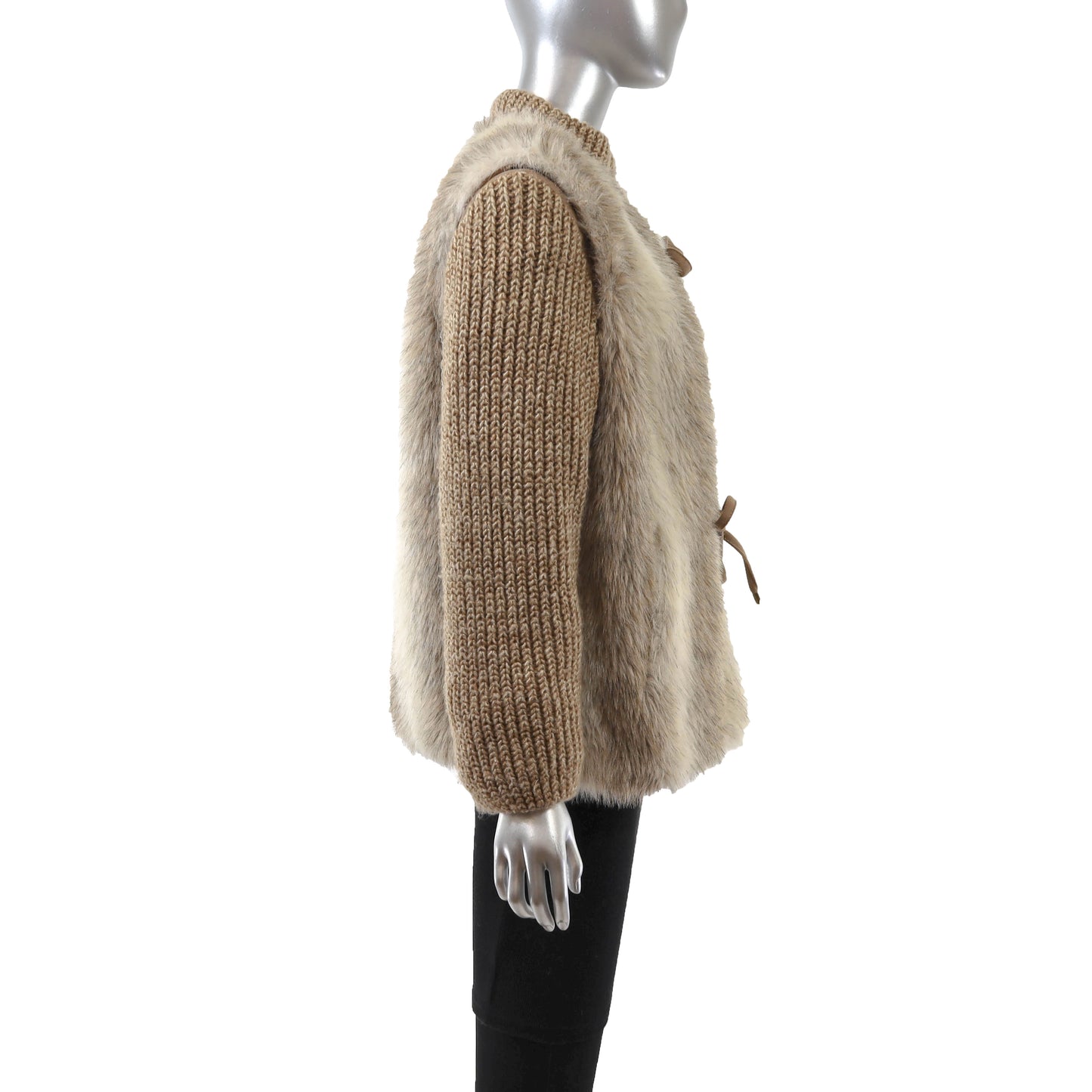 Brown Faux Fur Jacket with Removable Vest- Size M