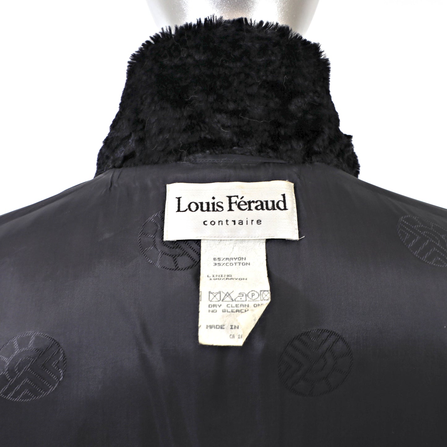 Louis Feraud Black Faux Fur Jacket- Size M