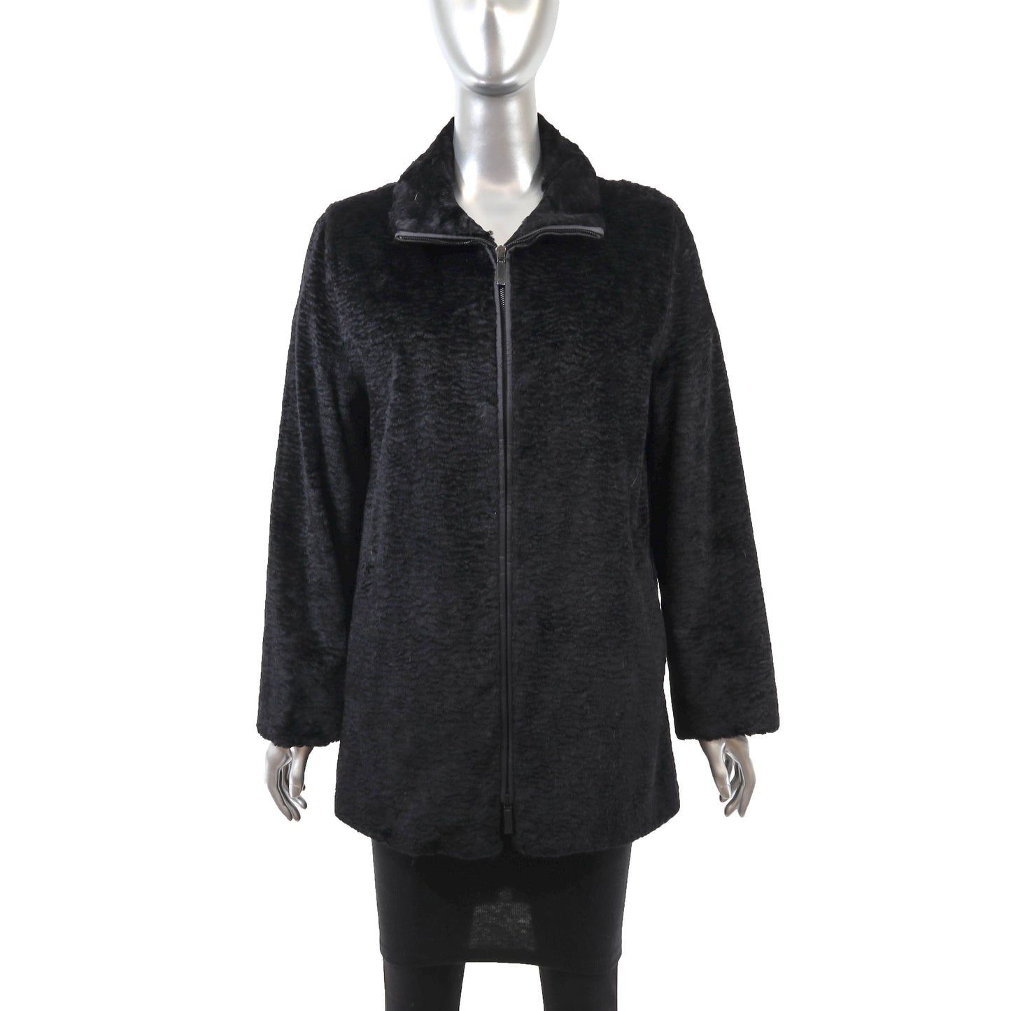 Louis Feraud Black Faux Fur Jacket- Size M