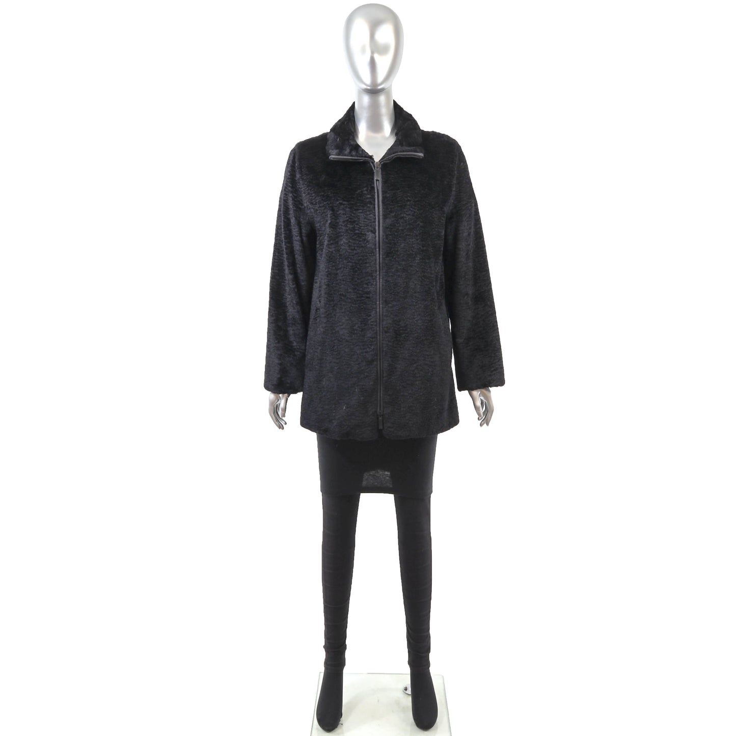 Louis Feraud Black Faux Fur Jacket- Size M