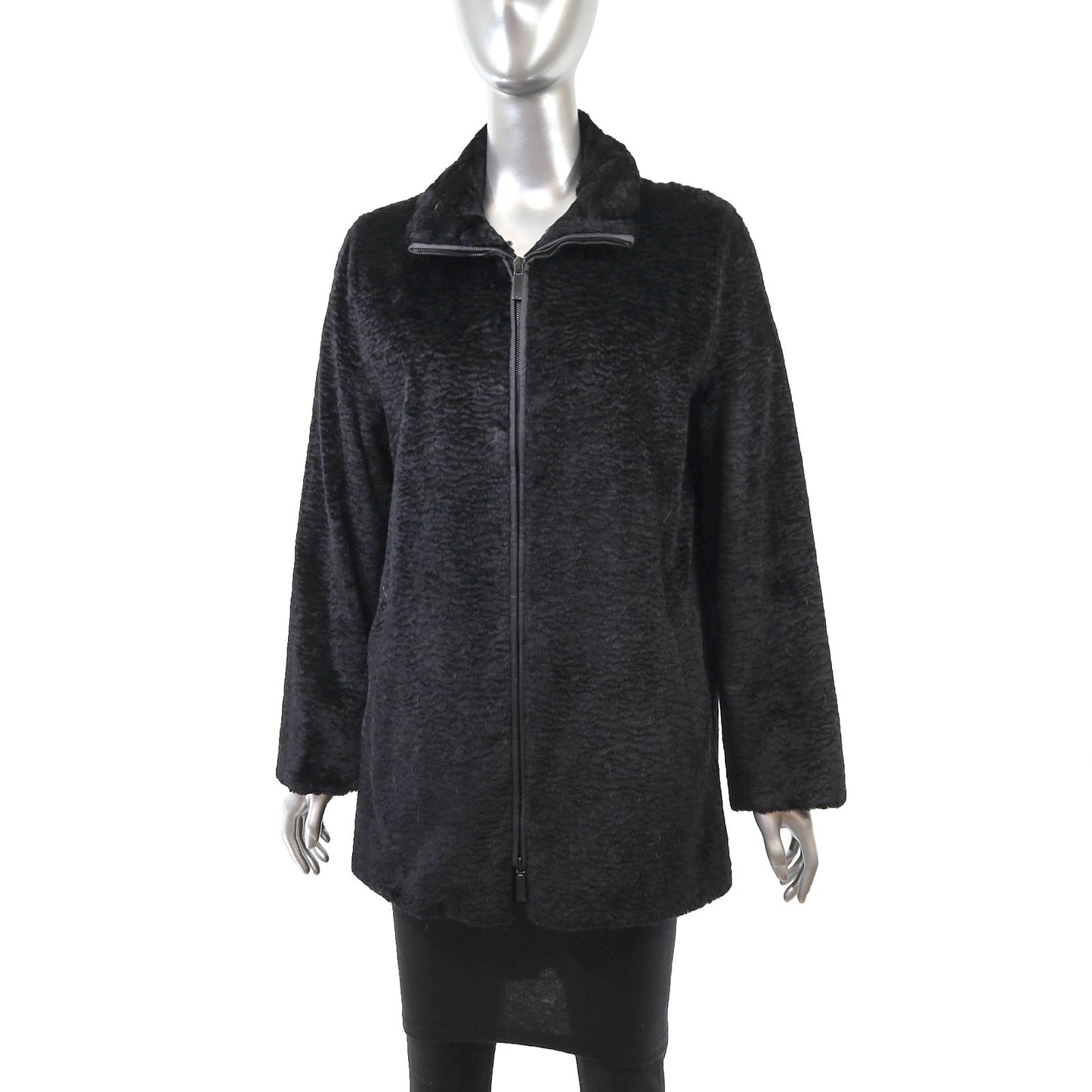 Louis Feraud Black Faux Fur Jacket- Size M