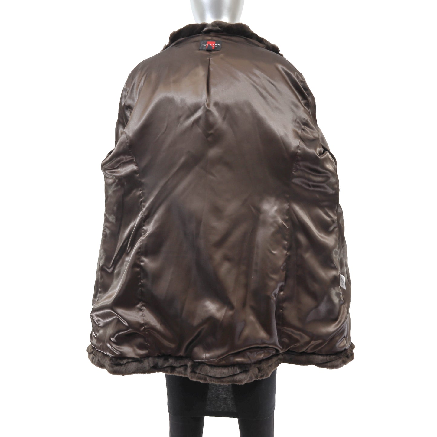 Brown Hooded Faux Fur Jacket- Size XL