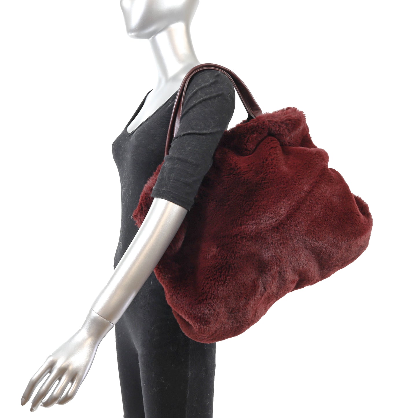 Burgundy Faux Fur Purse- One Size