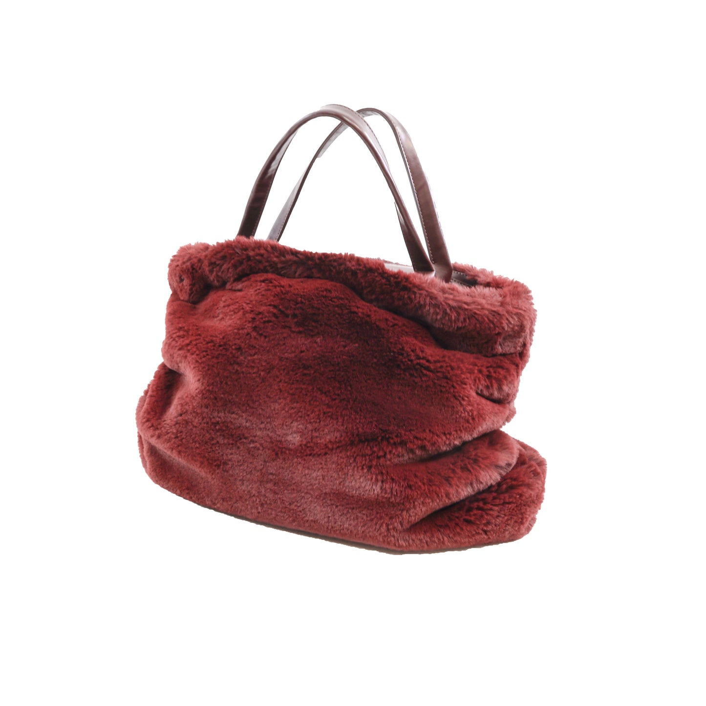 Burgundy Faux Fur Purse- One Size