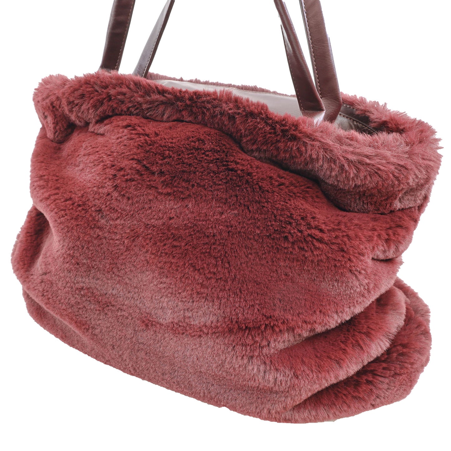 Burgundy Faux Fur Purse- One Size
