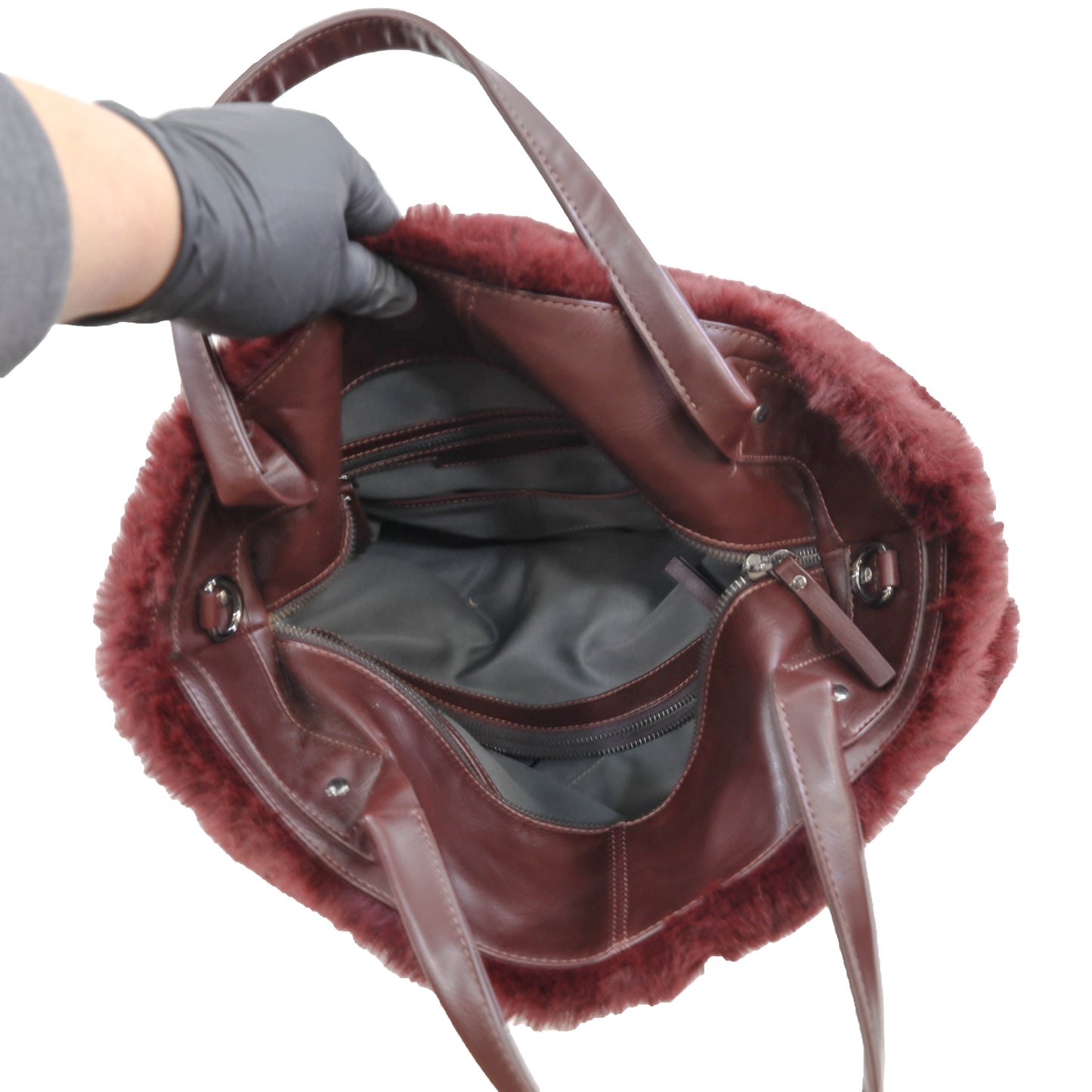 Burgundy Faux Fur Purse- One Size