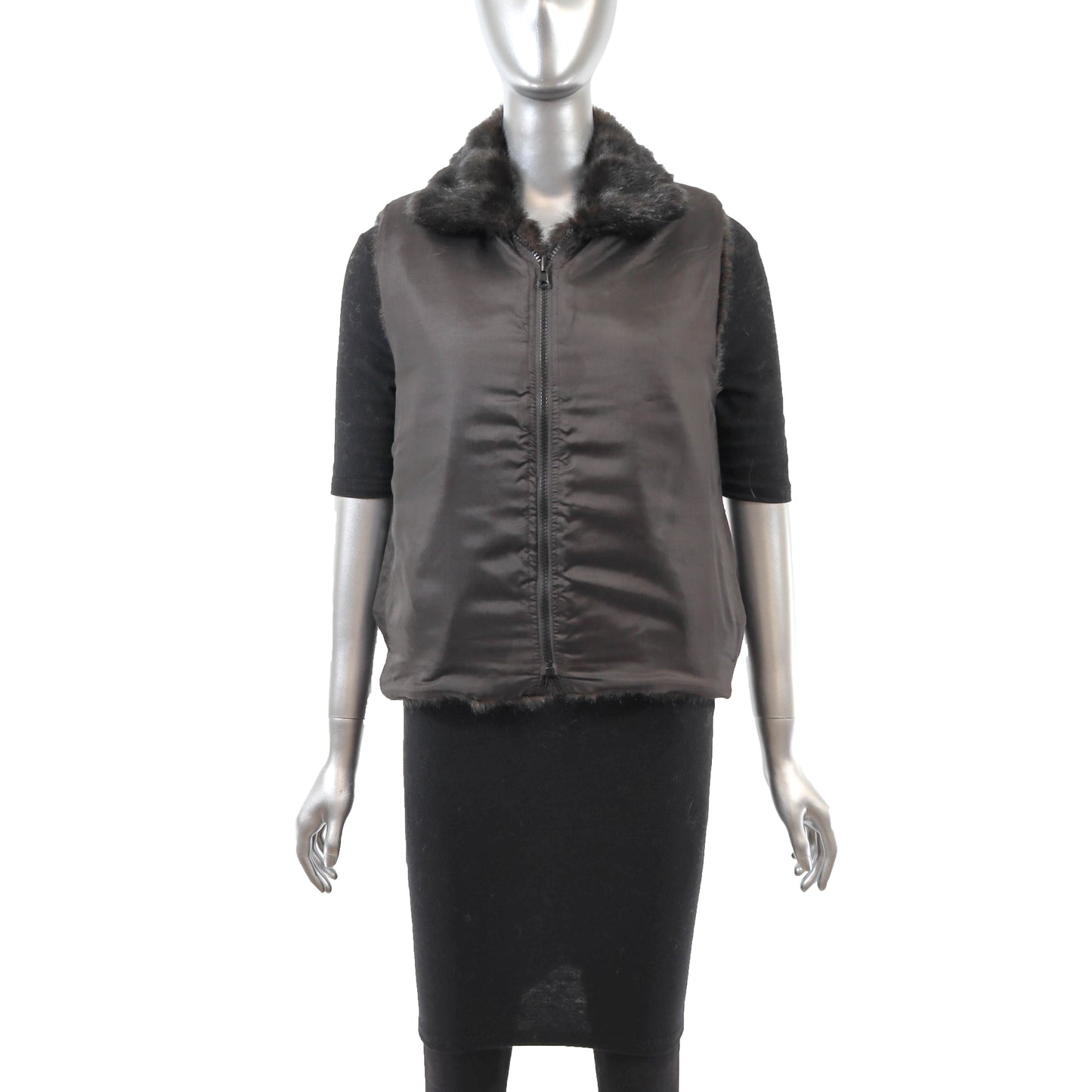 Brown Reversible Faux Fur Vest- Size S