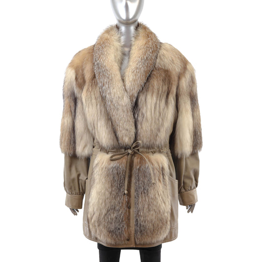 Fox and Leather 3/4 Coat- Size M