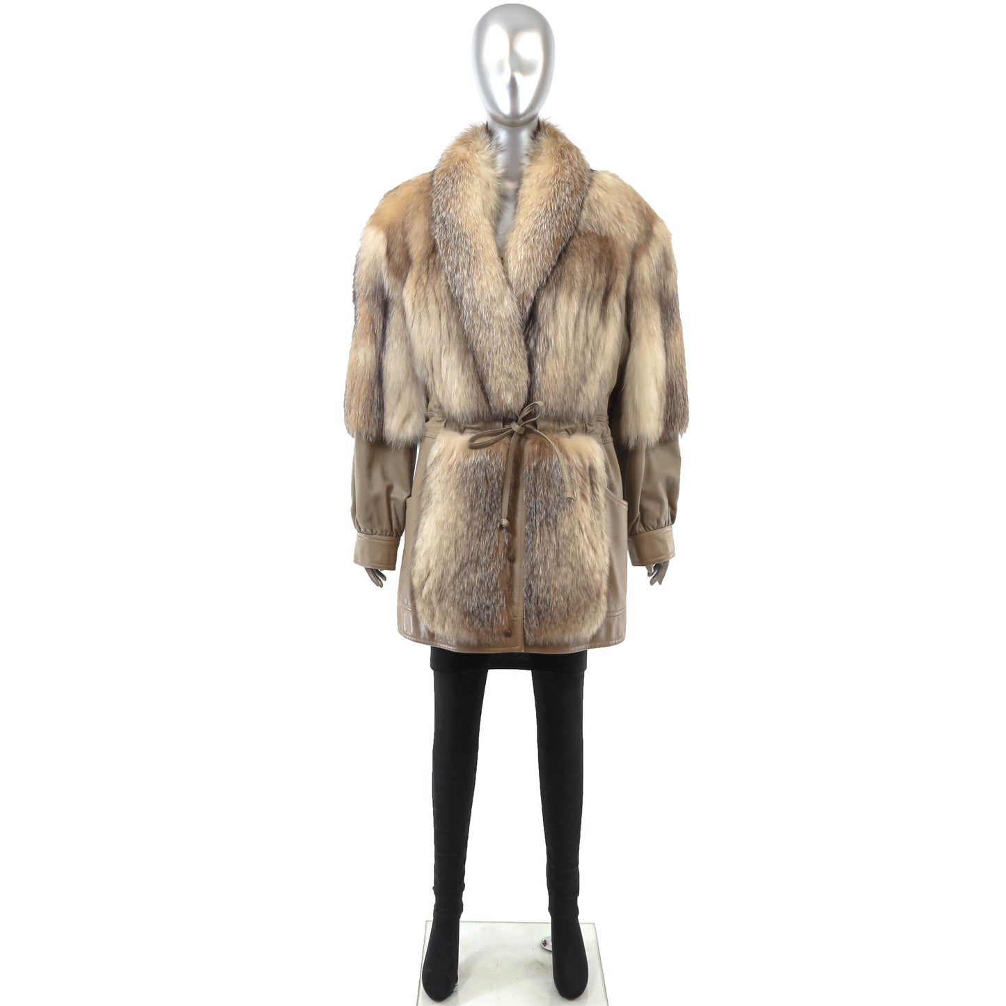Fox and Leather 3/4 Coat- Size M