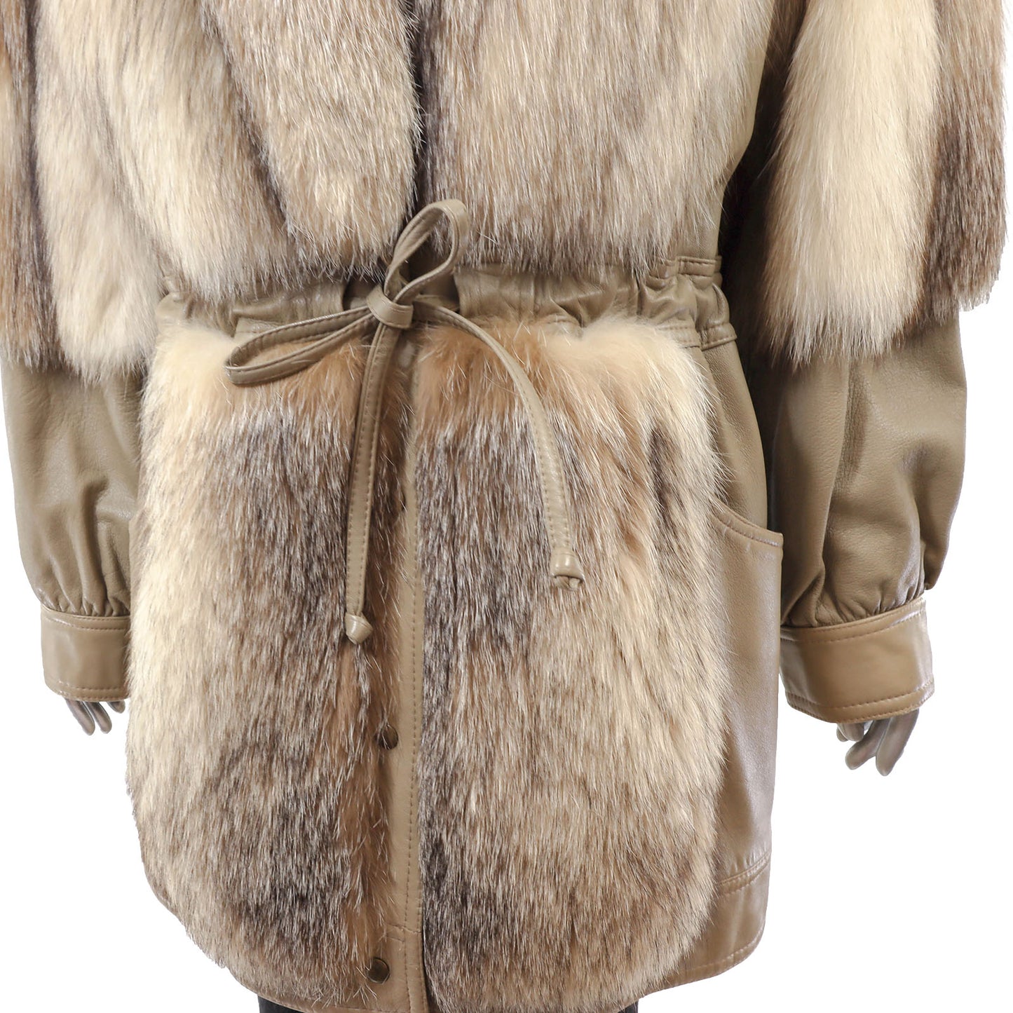Fox and Leather 3/4 Coat- Size M