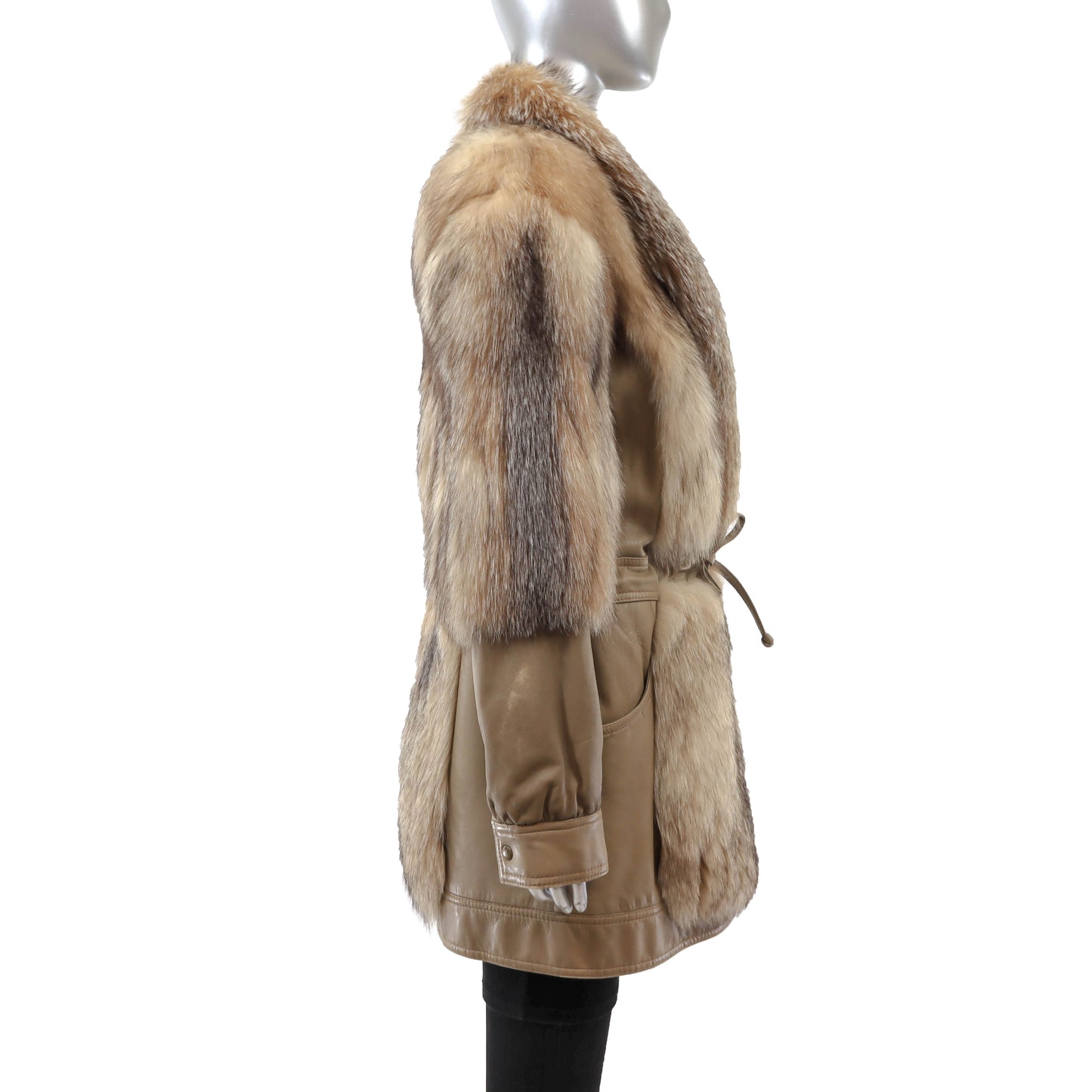 Fox and Leather 3/4 Coat- Size M