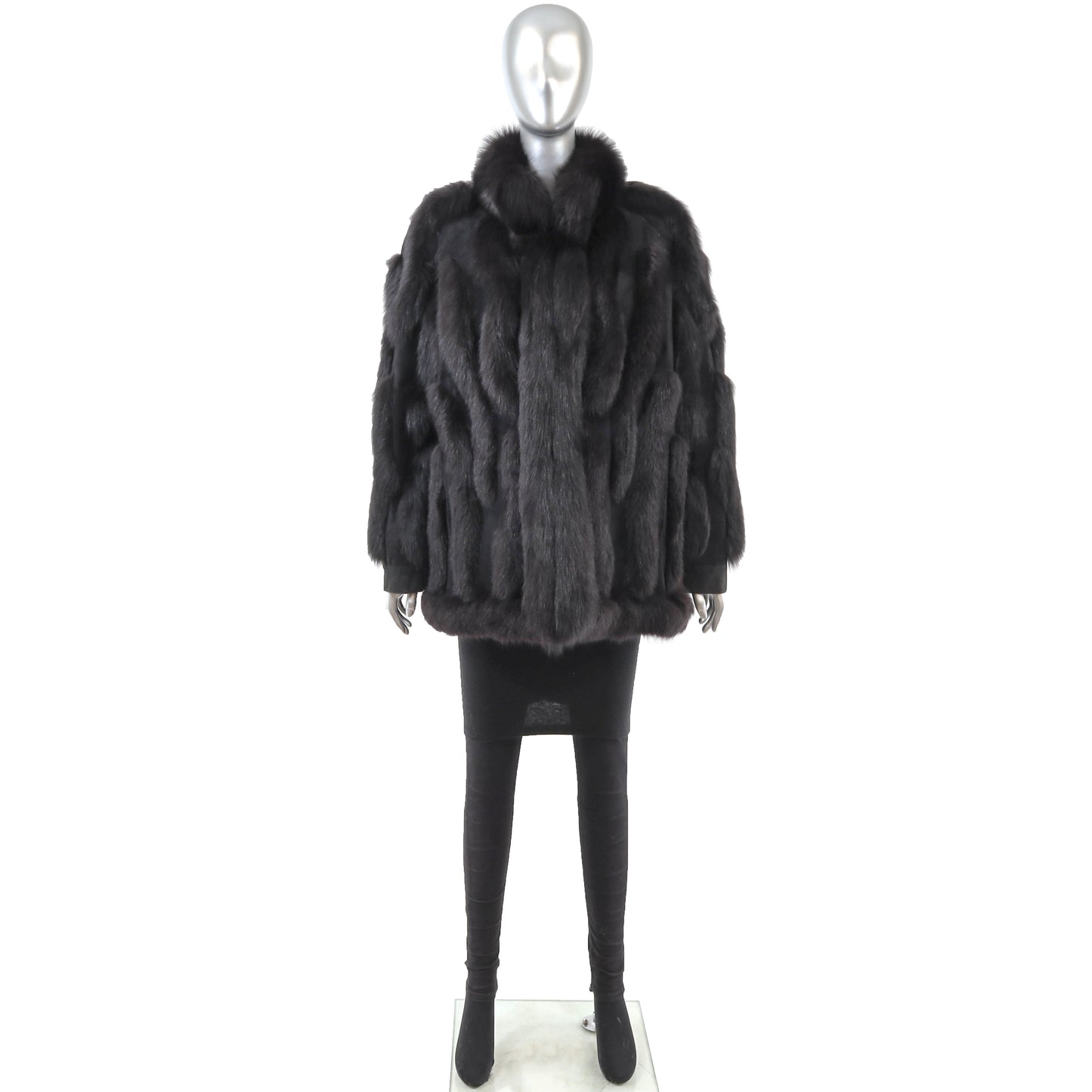 Black Fox and Suede Jacket- Size XL