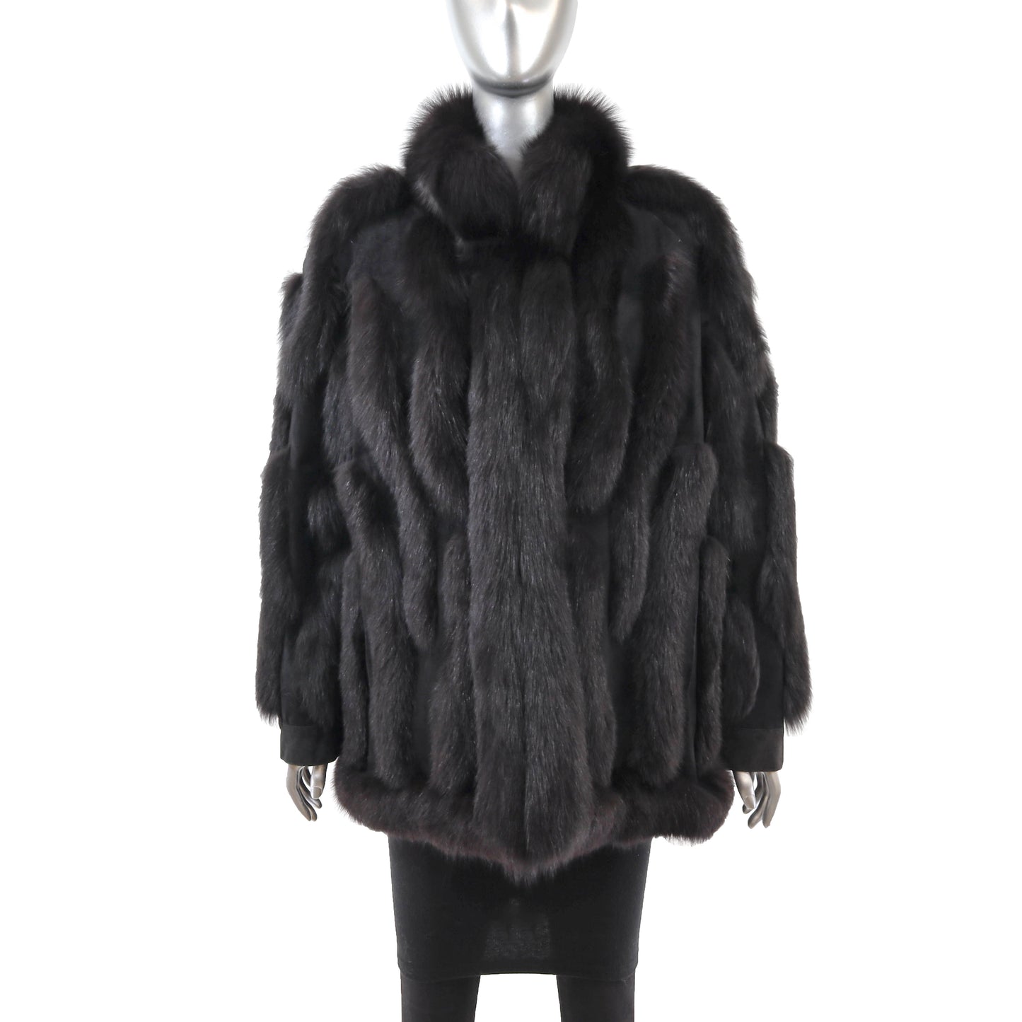 Black Fox and Suede Jacket- Size XL