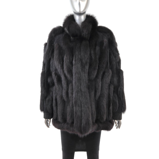 Black Fox and Suede Jacket- Size XL