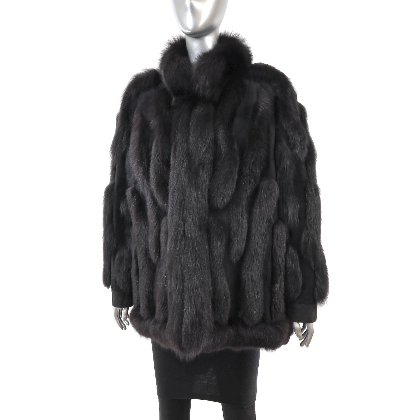 Black Fox and Suede Jacket- Size XL