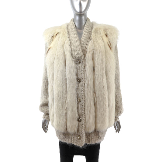 Fox Knitted Jacket with Scarf- Size L